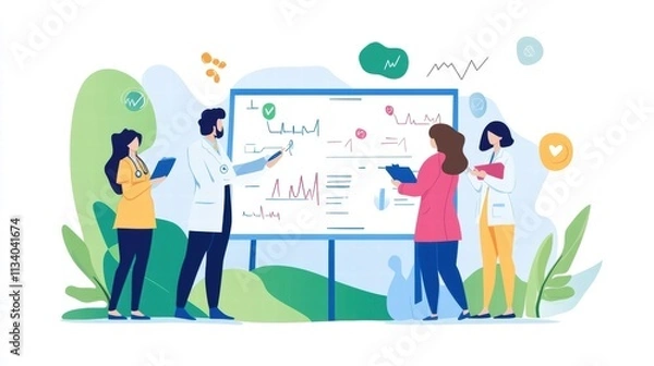 Fototapeta medical team collaboration on healthcare data analysis