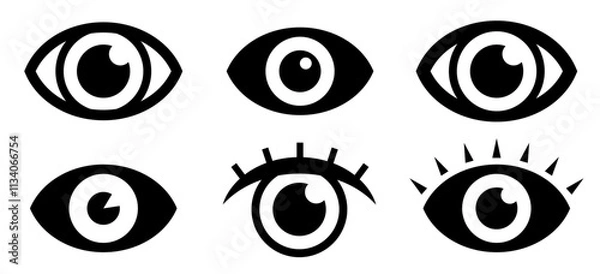 Obraz Eye icon set. Retina scan eye icons. Simple eyes. Show password. Vector illustration