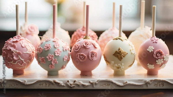 Fototapeta Decorated Cake Pops for Celebratory Events