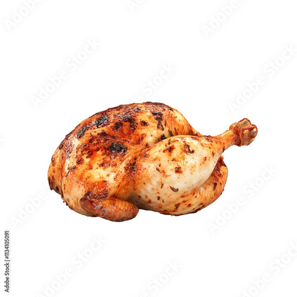 Obraz a cooked chicken on a white background