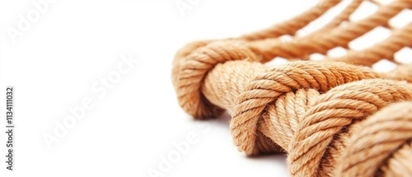 Fototapeta A close-up of coiled natural rope, showcasing its texture and craftsmanship.