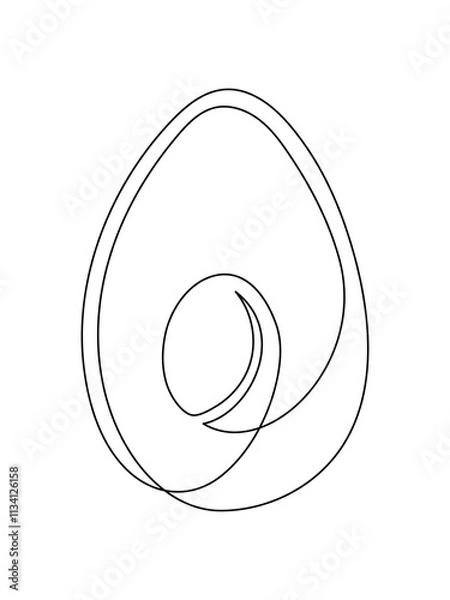 Fototapeta Halve avocado line isolated on white background. Simple silhouette of fruit. Hand drawn outline of avocado. Vector illustration