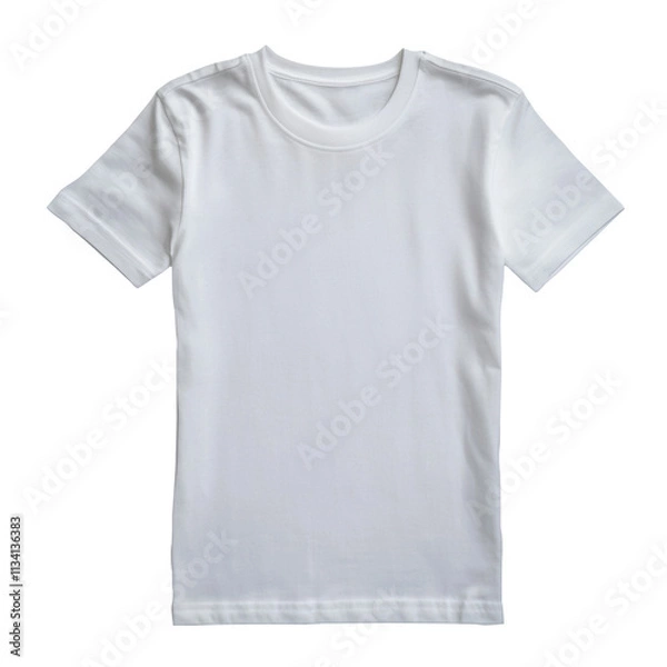 Fototapeta White Plain T-Shirt Isolated on Transparent Background