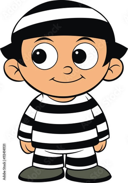 Fototapeta Cute Cartoon Prisoner Boy  