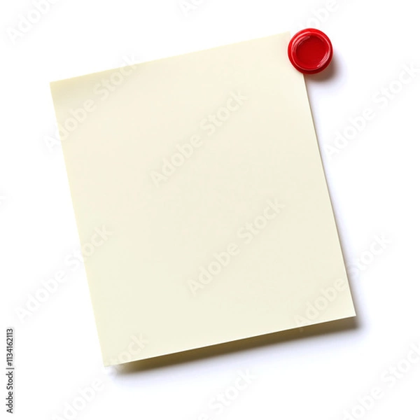 Fototapeta White post it note with thumbtack isolated on transparent background