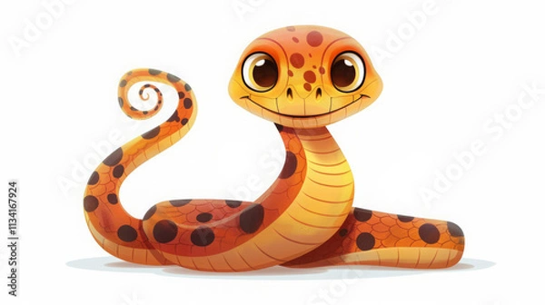 Obraz Cute and colorful snake illustration for kids. Cartoon style on white background. Chinese New Year 2025