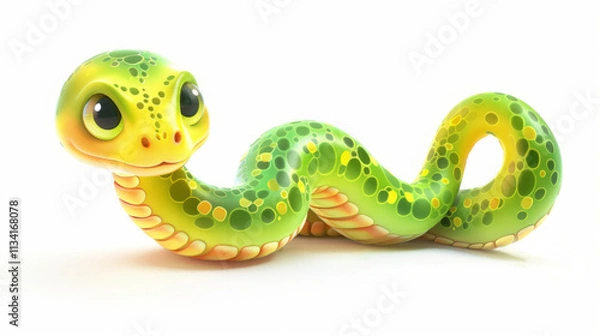 Obraz Cute and colorful snake illustration for kids. Cartoon style on white background. Chinese New Year 2025