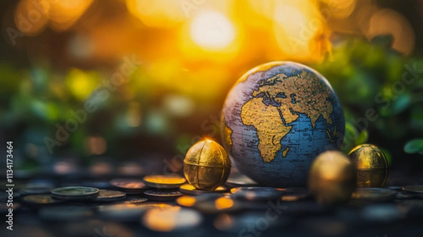 Fototapeta Abstract business Financial charts show a significant increase in profits in the stock market.This is driven by higher interest rates and continued growth. In the innovation world network of financial