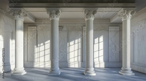 Obraz The four pillars are white and are part of a building