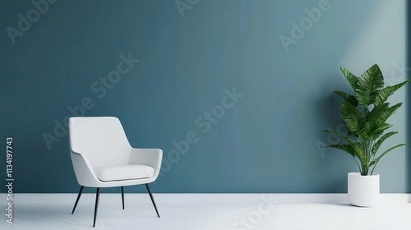 Fototapeta Minimalist home office setup indoor interior design modern simple style bright environment crystal clear view