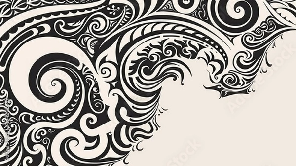 Fototapeta concept art of maori toi patterns on a blank background