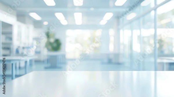 Obraz Medical laboratory. Science lab in blurred background. Abstract blurry working space in research laboratory. Scientific room
