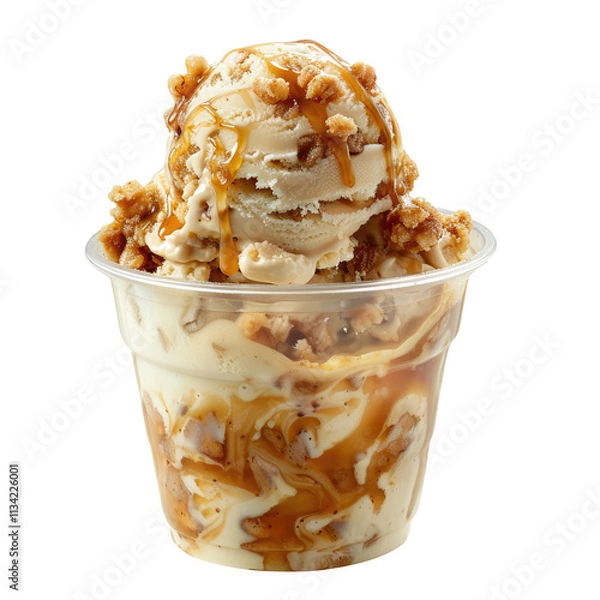 Fototapeta ice cream scoop in a plastic cup glass isolated on transparent white background, clipping path