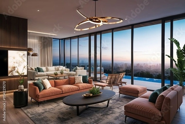 Fototapeta Innovative Elevated Living Space Design Concept with Relaxation Zone Visualization