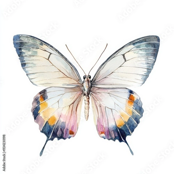 Fototapeta A delicate butterfly with intricate patterns and soft colors, showcasing its wings in a symmetrical display.