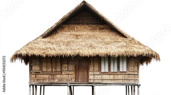 Fototapeta Traditional Filipino Nipa Hut Isolated on Transparent or White Background