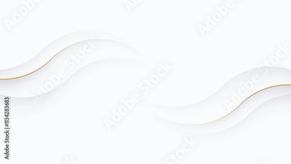 Obraz Elegant White Abstract Background with Subtle Wavy Golden Lines for Luxury Designs