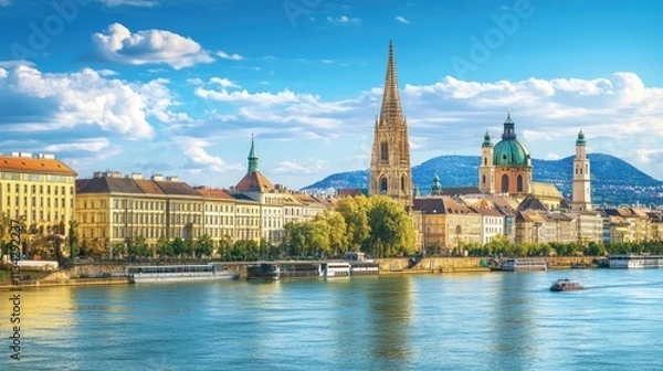 Obraz Vienna skyline on the Danube river