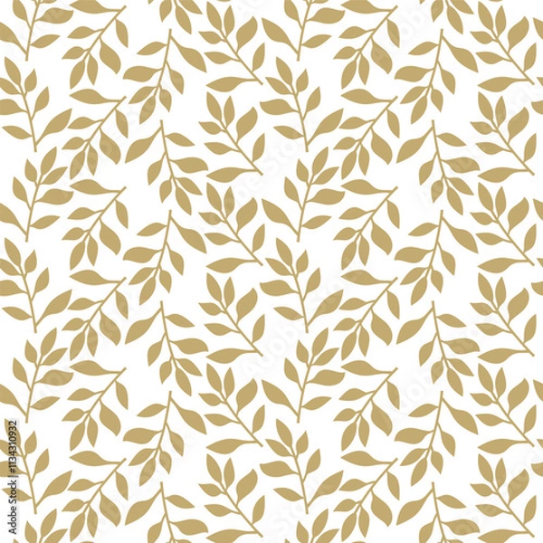 Fototapeta Floral geometric seamless pattern. Gold and white ornament. Fabric for ornament, wallpaper, packaging, vector background