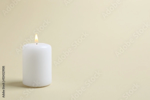Fototapeta Beautiful aromatic candle on color background 