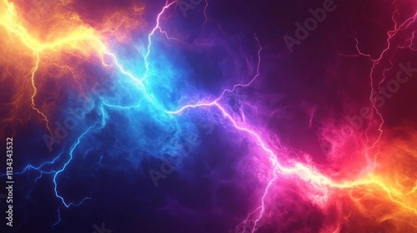 Fototapeta Abstract fiery and icy lightning clashing.