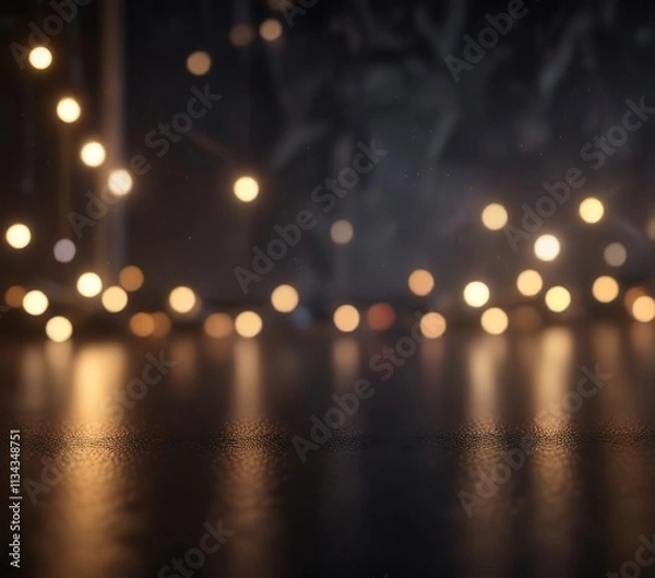 Fototapeta Soft focus scene with twinkling lights on a dark background, atmospheric, glowing