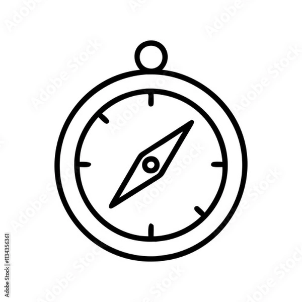 Obraz Minimalistic line art compass design, simple black and white illustration, copy space