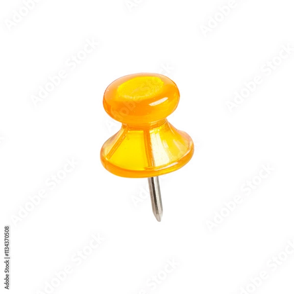 Fototapeta Yellow pin. Isolated on transparent background.