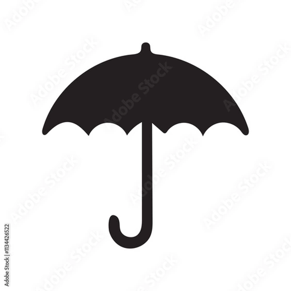 Fototapeta Simple Black Silhouette of an Umbrella