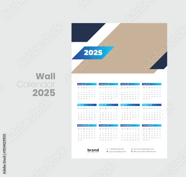 Fototapeta Wall calendar 2025 template design
