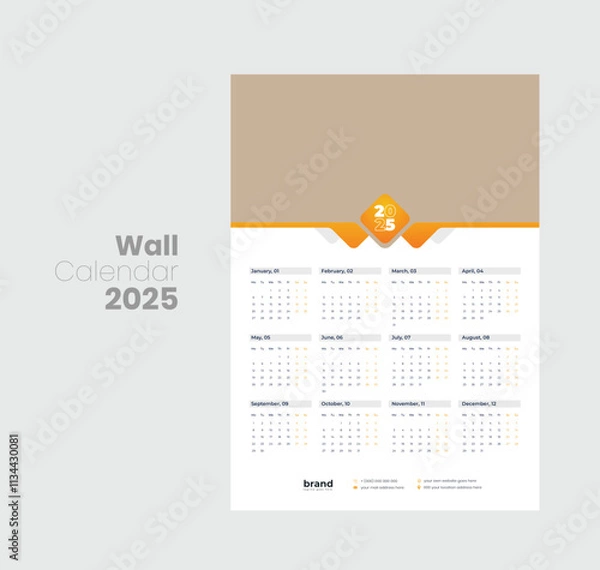 Obraz Wall calendar 2025 template design
