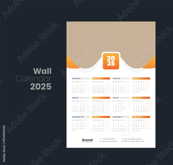 Obraz Wall calendar 2025 template design

