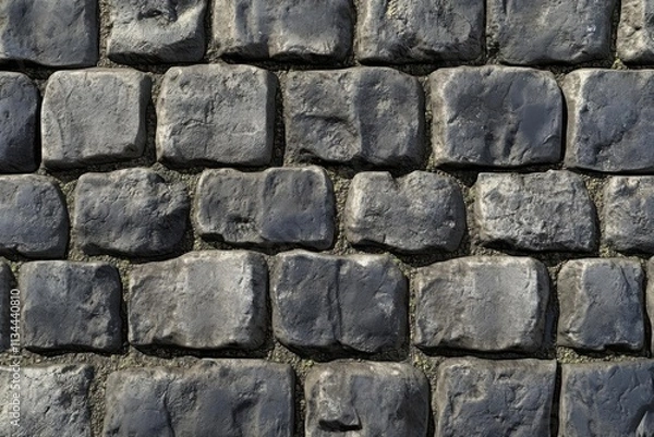 Fototapeta Cobblestone Pathway Creates Rustic Charm, Texture and Pattern with Natural Stone Surface for Landscaping Design.