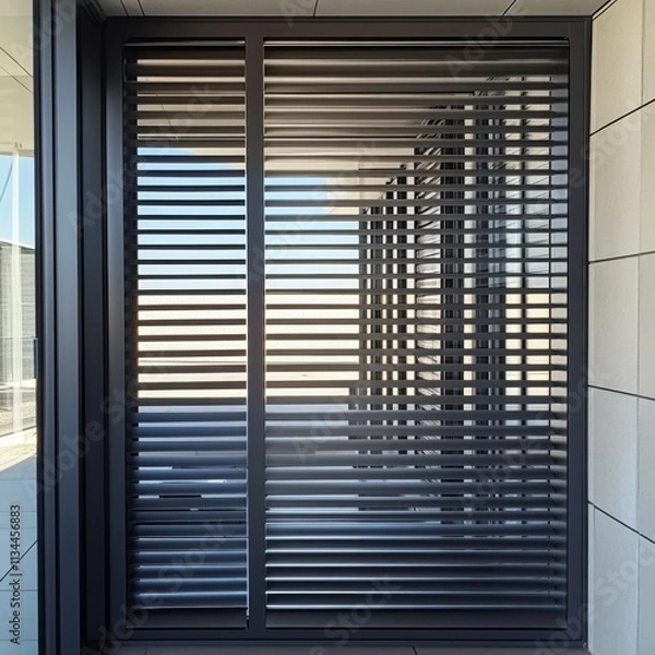 Obraz Aluminium blinds in shuttered window