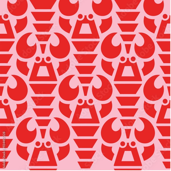 Fototapeta Seamless pattern with lobster. Marine texture with lobster, seaweed. Perfectly look on fabric, wrapping, textile.