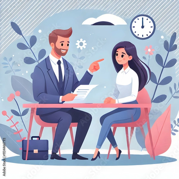 Fototapeta Mentor Coaching Young Professional Empowerment Growth Abstract Desk Illustration