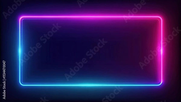 Obraz Abstract glowing neon rectangle border frame, neon, glowing, abstract, rectangle, border, frame, pattern, animation