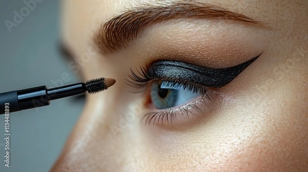 Obraz Close-up of an eye with dramatic eyeliner application.