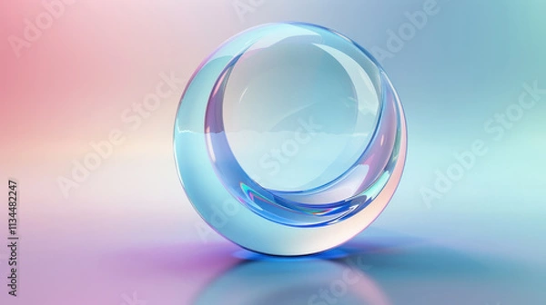 Fototapeta High-quality glass logo with depth, on a gradient background