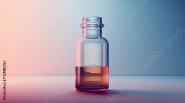 Fototapeta Laboratory bottle mock-up with a frosted cap, subtle lighting, scientific aesthetic