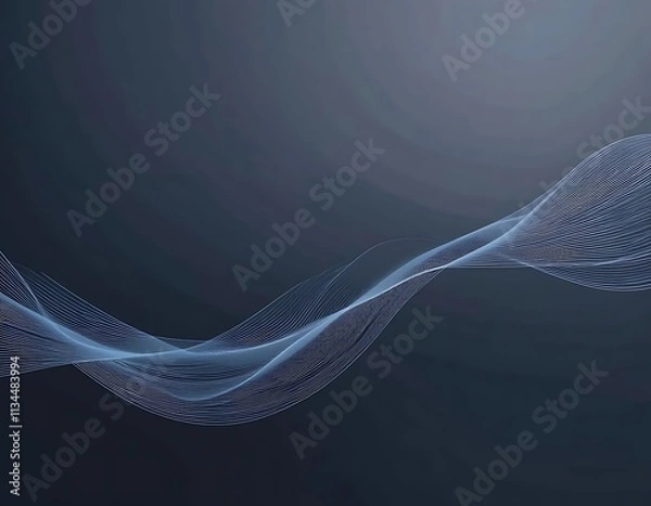 Fototapeta Minimalist wavy lines flowing across a dark modern background