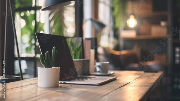 Fototapeta Logo scene in an office setup, soft lighting, professional look