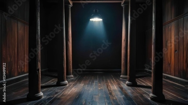 Fototapeta Dark room with a light shining on the floor