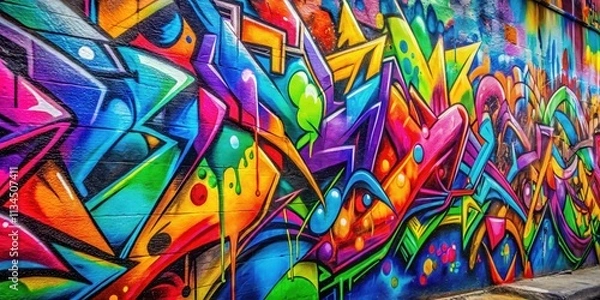 Fototapeta Abstract graffiti spray paint with vibrant colors , graffiti, spray paint, abstract, urban, street art, colorful