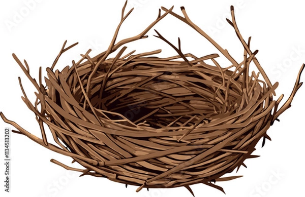 Obraz Empty bird nest waiting for eggs on white background