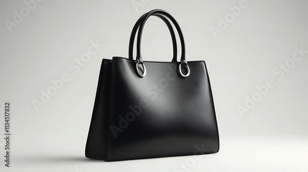 Fototapeta Elegant black handbag showcase studio product display minimalist