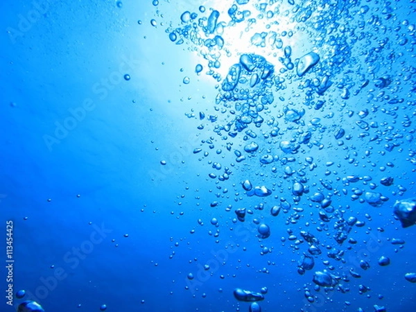 Obraz 海底から見上げた太陽と泡　沖縄慶良間諸島