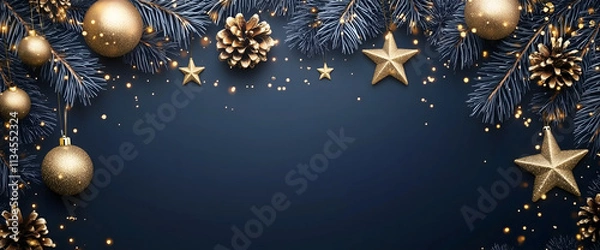 Obraz New Year background with golden stars