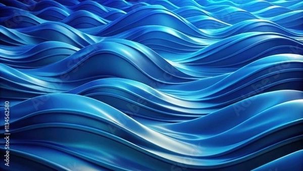 Fototapeta Blue abstract background resembling wave, minimal concept in render, blue, abstract, background, wave, minimal, concept,render