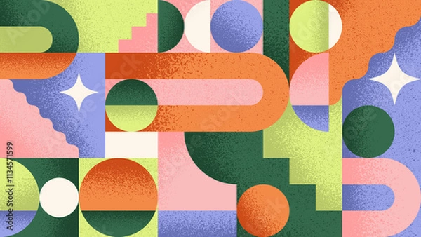 Fototapeta Artistic background with geometric elements and colorful abstract shapes